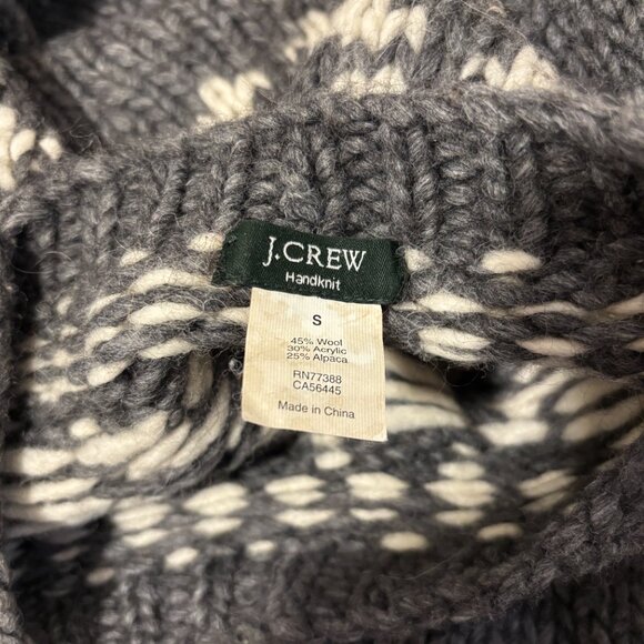J.Crew Alpaca Wool Blend Handknit Fair Isle Sweater in Gray - S - Picture 2 of 7